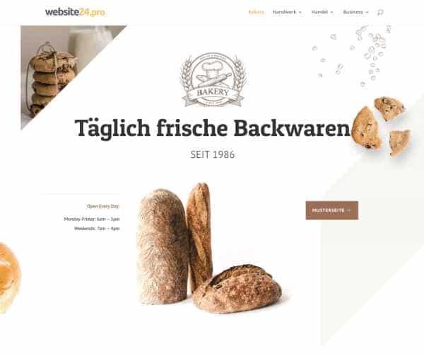 Muster Website Bäckerei